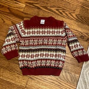 Gymboree 2T Red Knit Sweater with Pattern, perfect for holidays 100% cotton